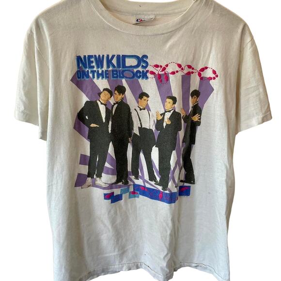Vintage 80s New Kids on the Block Double Sided Single Stitch Shirt Adult Large - Picture 1 of 3